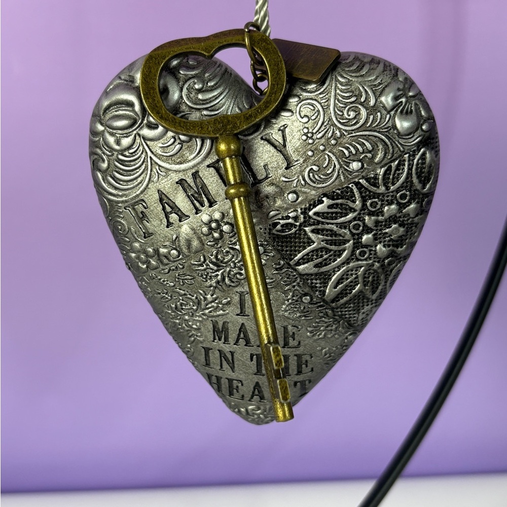 Silver Heart Wall Decor with Gold Key